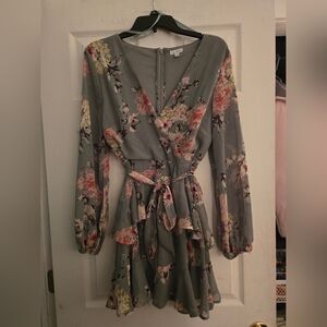 Love, Fire Flowy Floral Tie Long Top